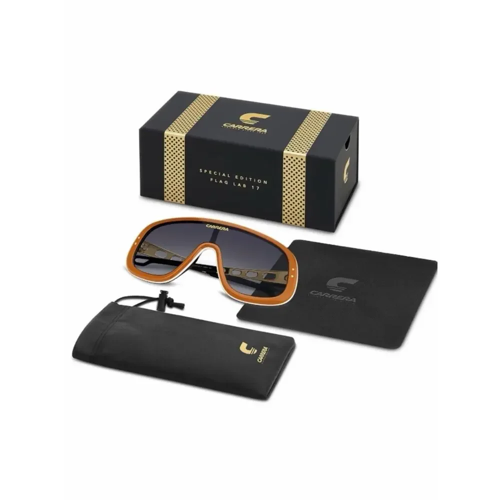 New Carrera Flaglab 17 C3E9O Oversized Shield Sunglasses in Orange, Authentic